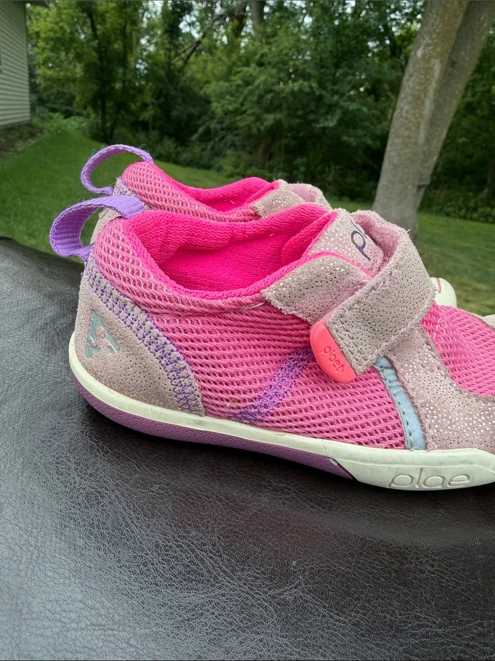 PLAE Kids Pink and Purple Hook-and-Loop Sneakers